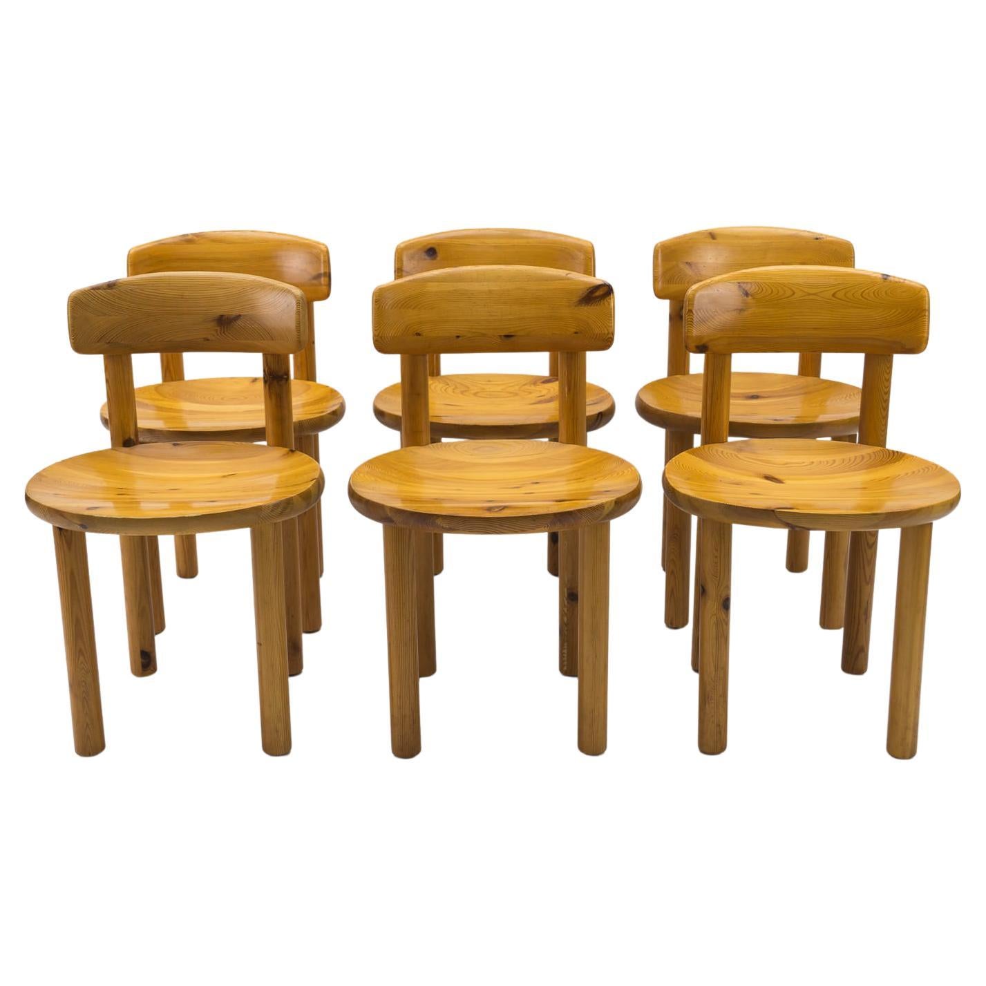 Six Rainer Daumiller Dining Chairs in Pine with Movable Back, 1970s, Denmark