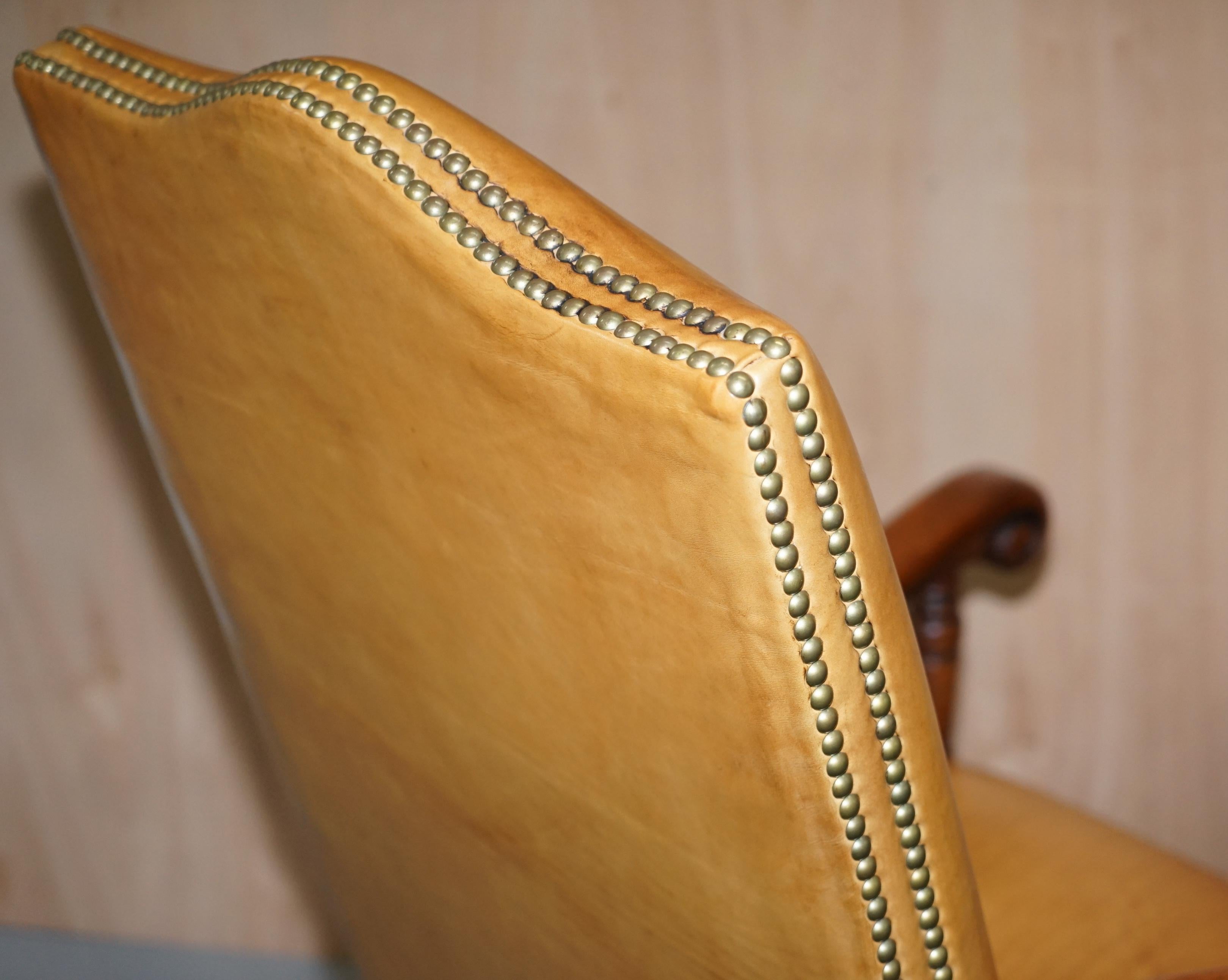 Six Ralph Lauren Hither Hills Brown Leather Throne Dining Armchairs 3