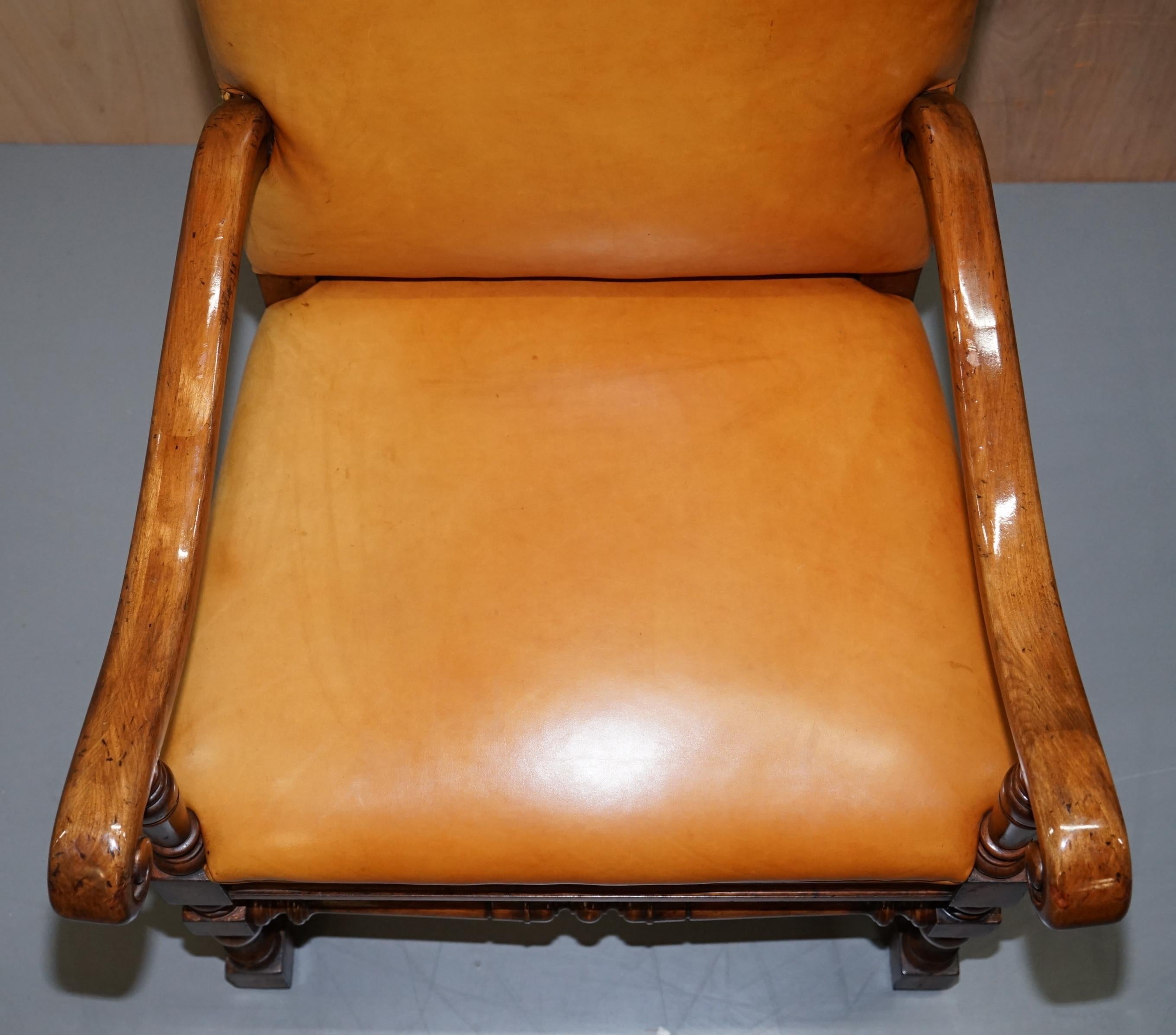 Six Ralph Lauren Hither Hills Brown Leather Throne Dining Armchairs 10