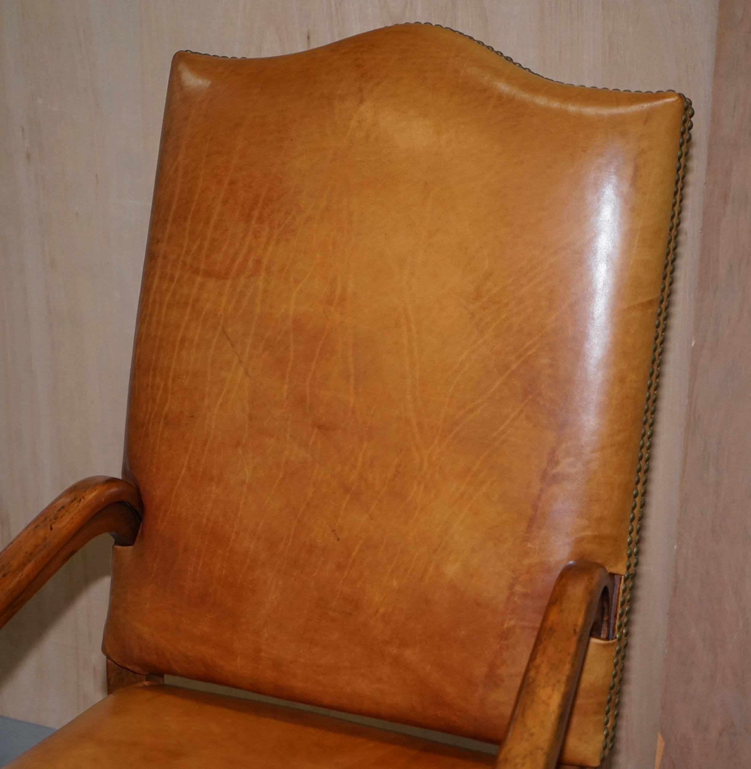 Six Ralph Lauren Hither Hills Brown Leather Throne Dining Armchairs 11