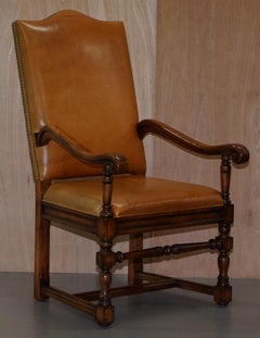 Six Ralph Lauren Hither Hills Brown Leather Throne Dining Armchairs