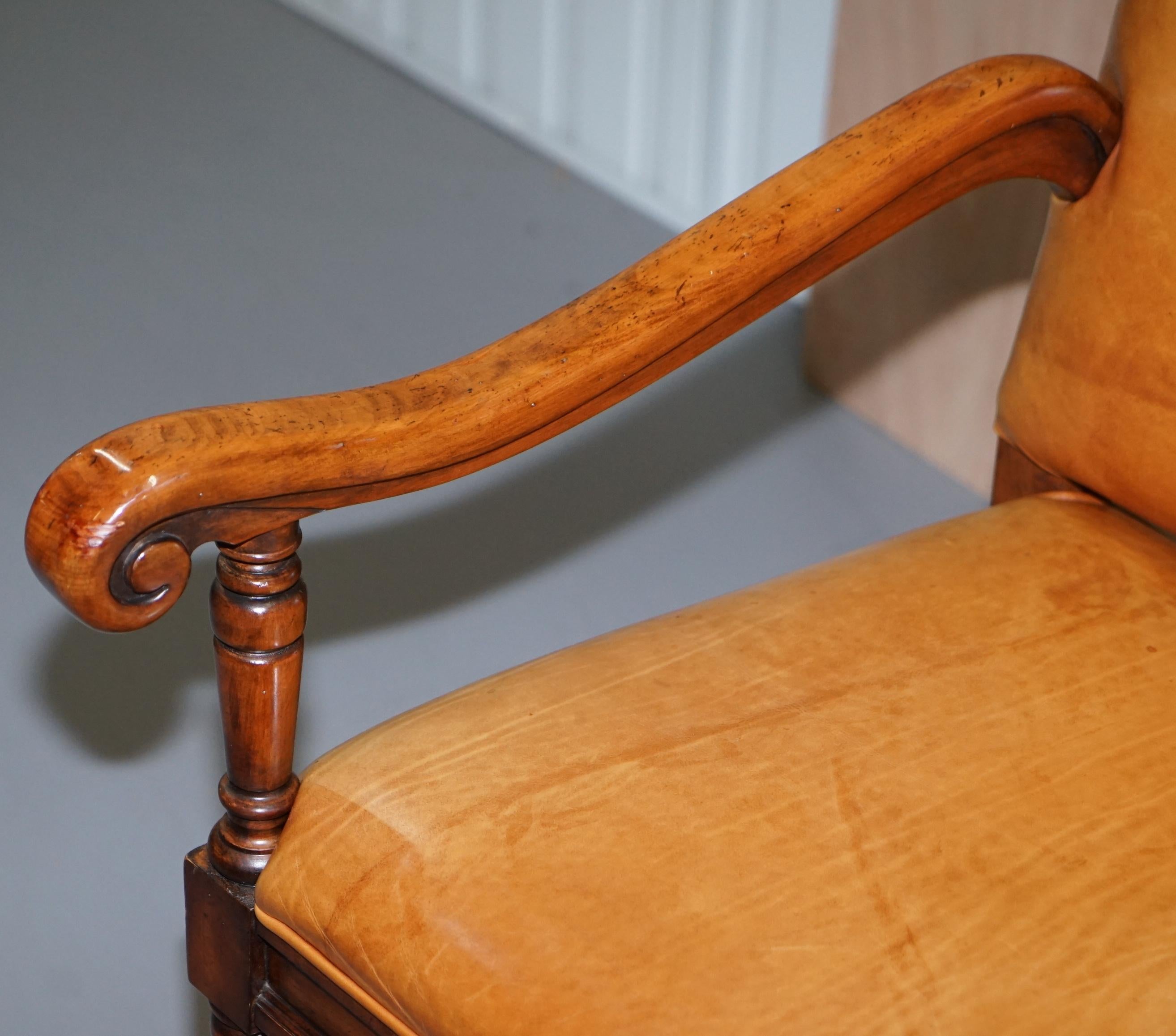 20th Century Six Ralph Lauren Hither Hills Brown Leather Throne Dining Armchairs