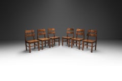 Six chaises brutalistes "Razorblade" de Henning Kjærnulf (attr.), Danemark ca 1970