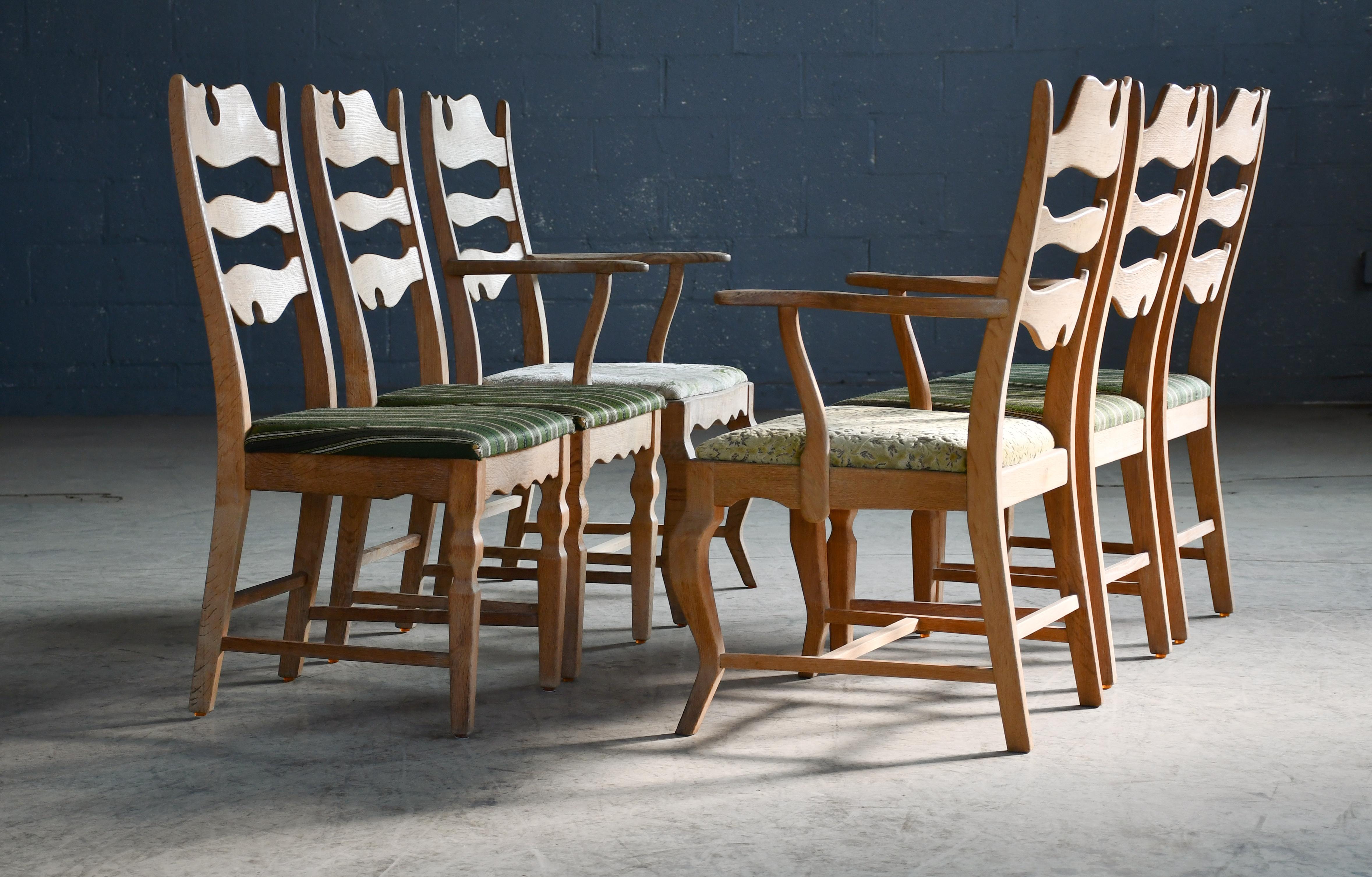 Set of 6 Iconic Razorblade oak dining chairs by Henning (