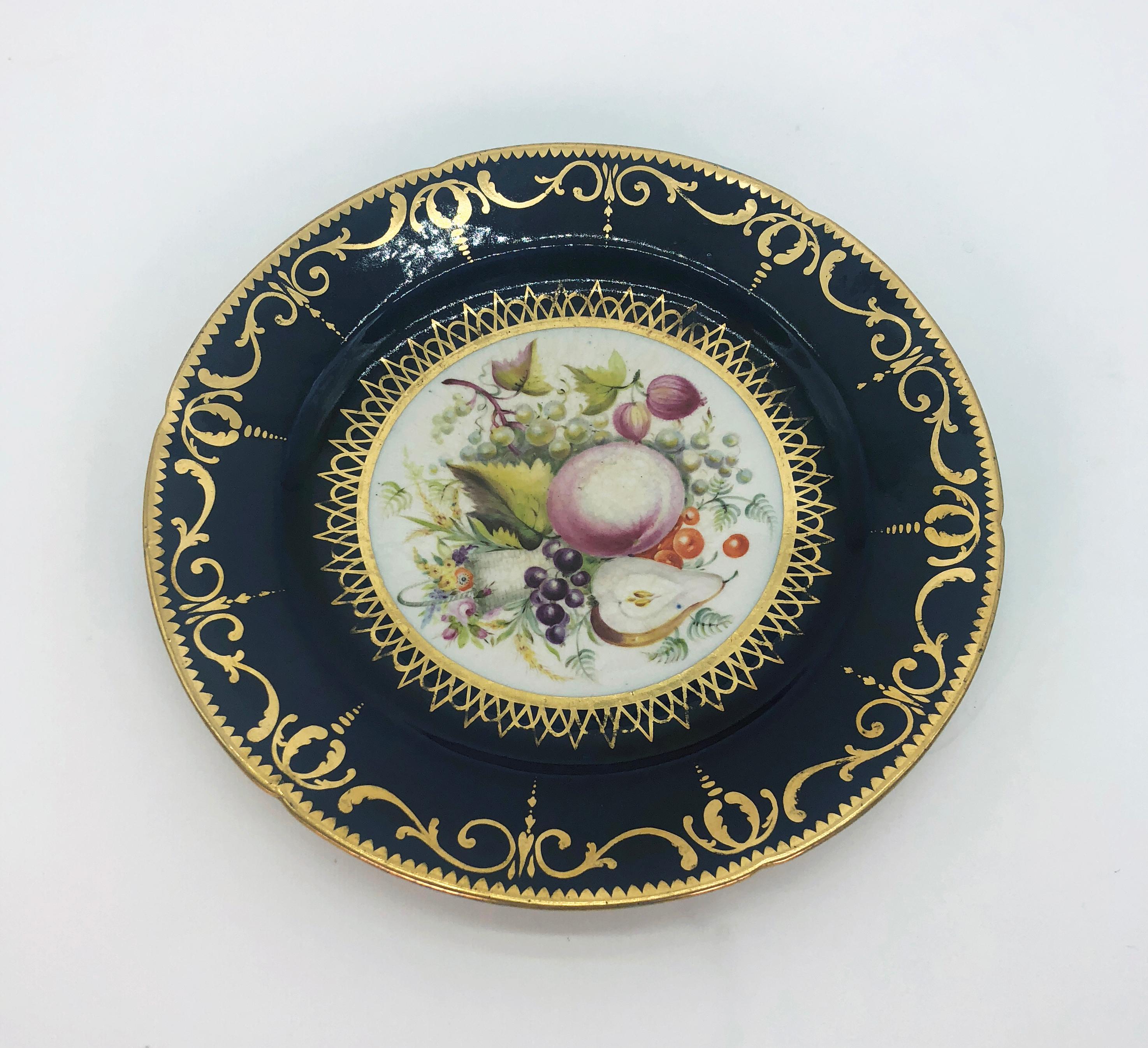English Six Regency Hand Painted Porcelain Plates by Coalport, circa 1805 For Sale