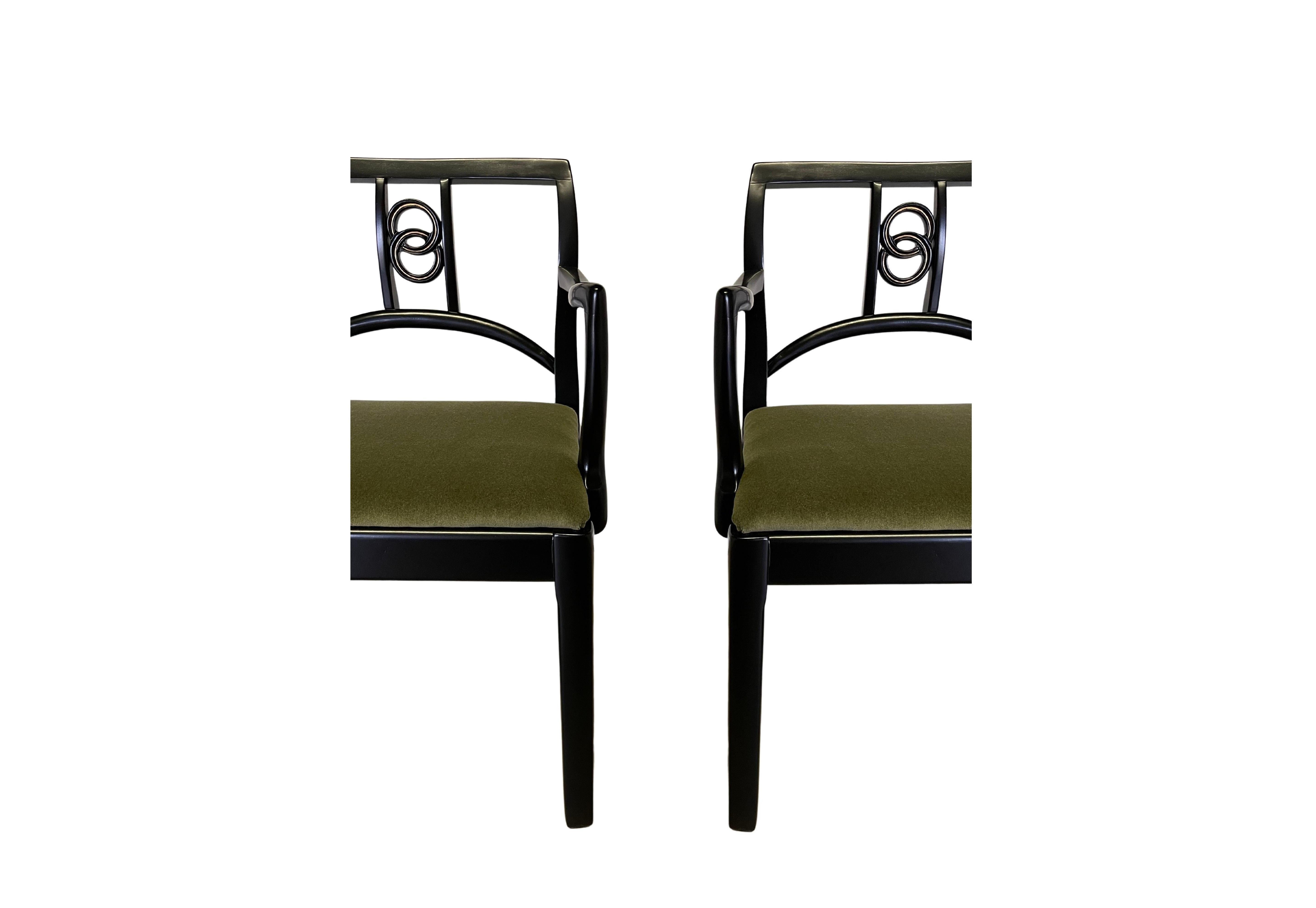 Six Restored Black Lacquer Dining Chairs by Michael Taylor for Baker For Sale 4