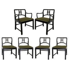 Six Restored Black Lacquer Dining Chairs by Michael Taylor for Baker