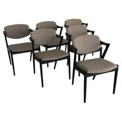 Six Restored Kai Kristiansen Ebonized Dining Chairs Custom Reupholstery Included