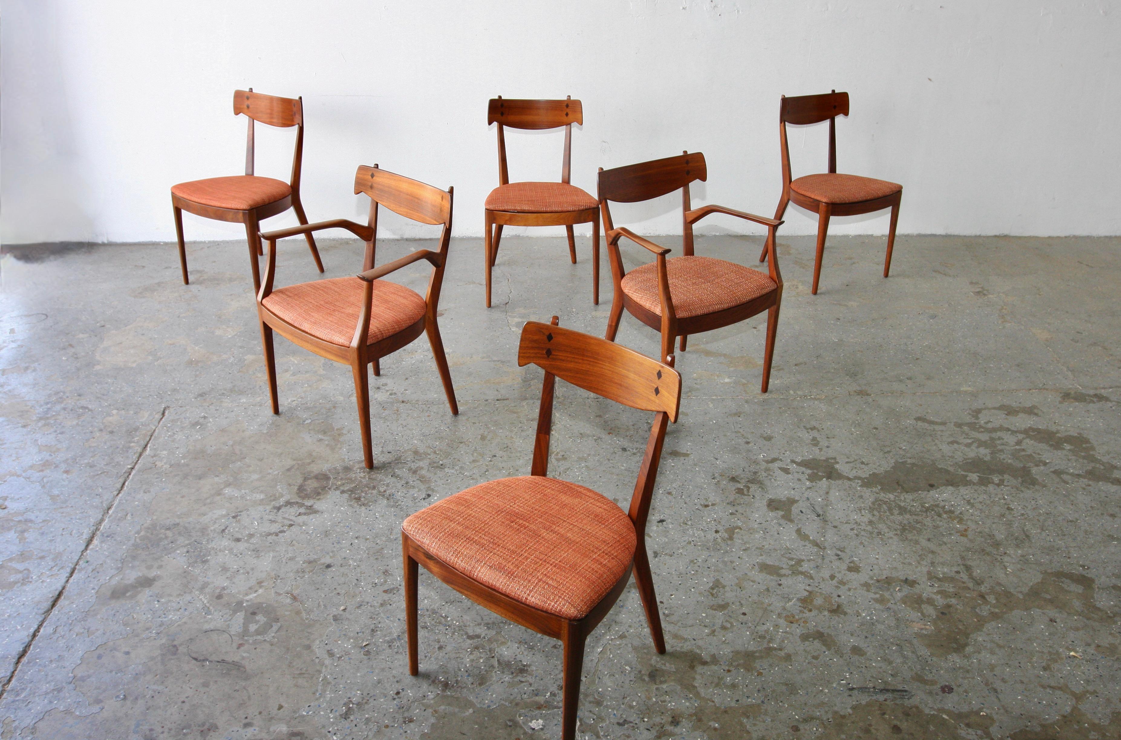 Mid-20th Century Six Restored Kipp Stewart for Drexel Declaration Dining Chairs For Sale