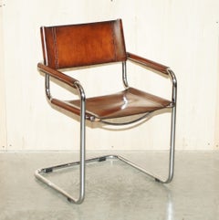 SIX RESTORED ViNTAGE BROWN LEATHER MARCEL BREUER B34 FASEM DINING ARMCHAIRS 6