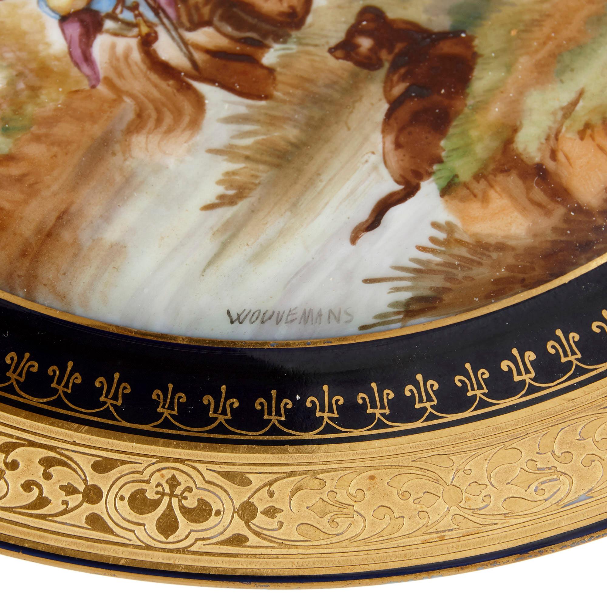 19th Century Six Rococo Sèvres Style Porcelain Plates For Sale