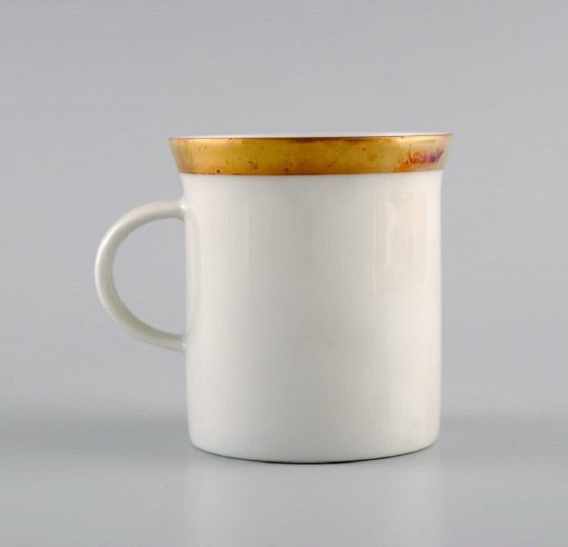 German Six Rosenthal Berlin Coffee Cups in Porcelain with Gold Edge, Mid-20th C. For Sale