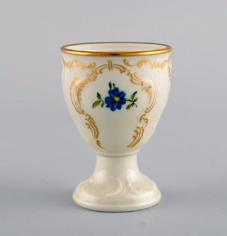 Rococo Six Rosenthal Classic Rose Egg Cups in Hand Painted Porcelain, Mid-20th Century For Sale