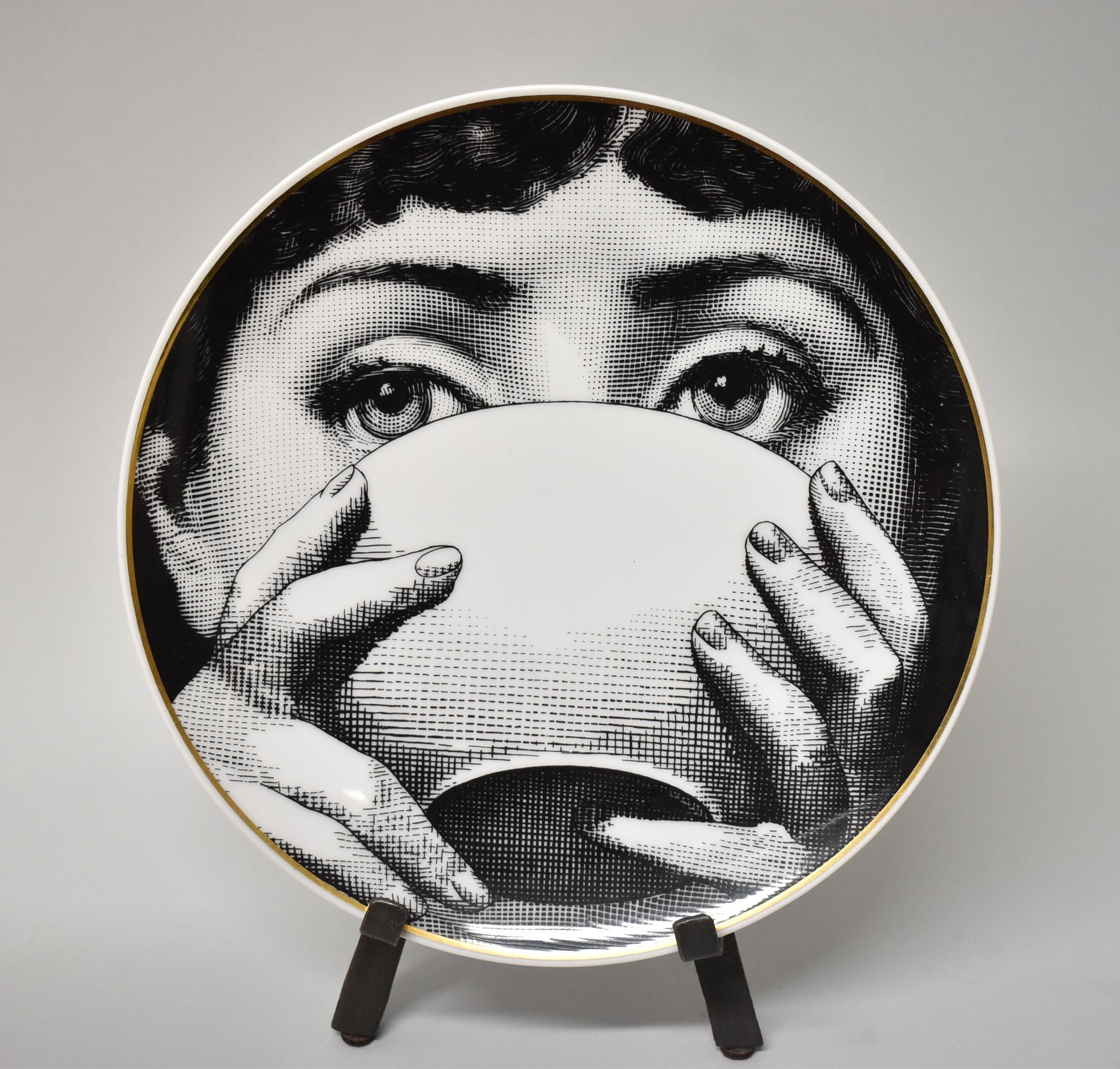 Unknown Six Rosenthal Germany Fornasetti Black & White Plates 