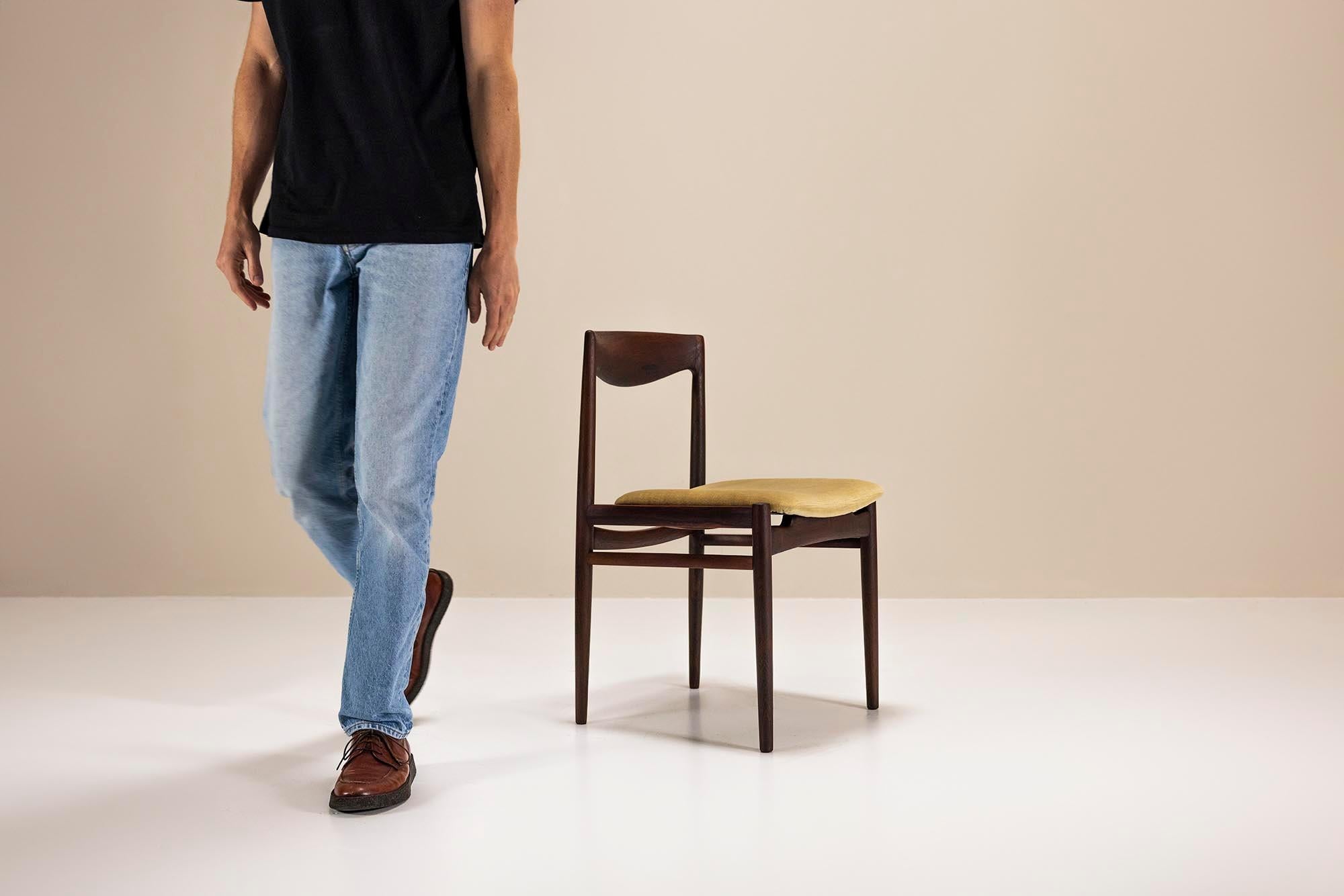 Six Rosewood and Mohair Dining Chairs by Interlübke, Germany 1960s 9