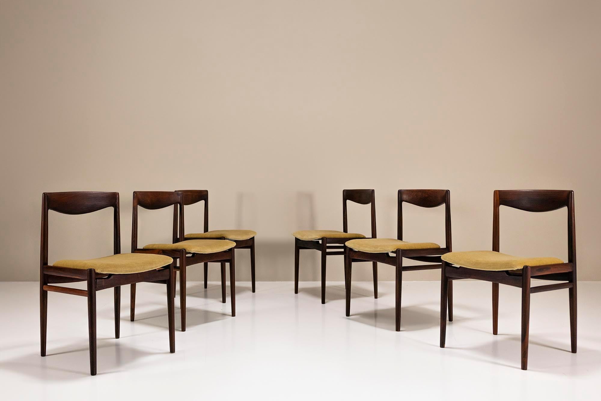 Six Rosewood and Mohair Dining Chairs by Interlübke, Germany 1960s In Excellent Condition In Hellouw, NL