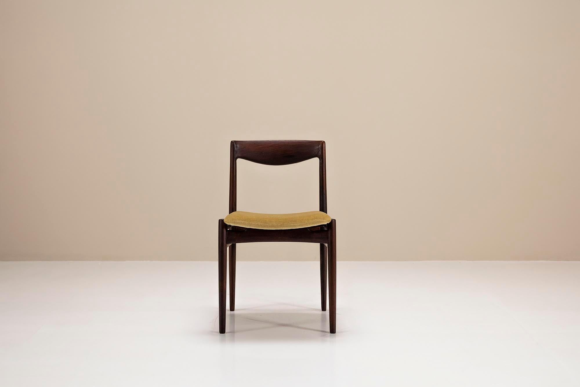 Mid-20th Century Six Rosewood and Mohair Dining Chairs by Interlübke, Germany 1960s