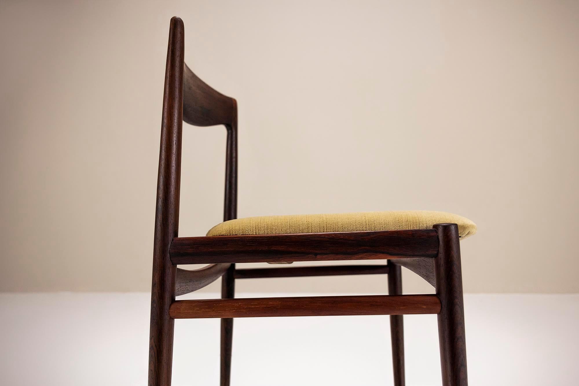 Six Rosewood and Mohair Dining Chairs by Interlübke, Germany 1960s 3
