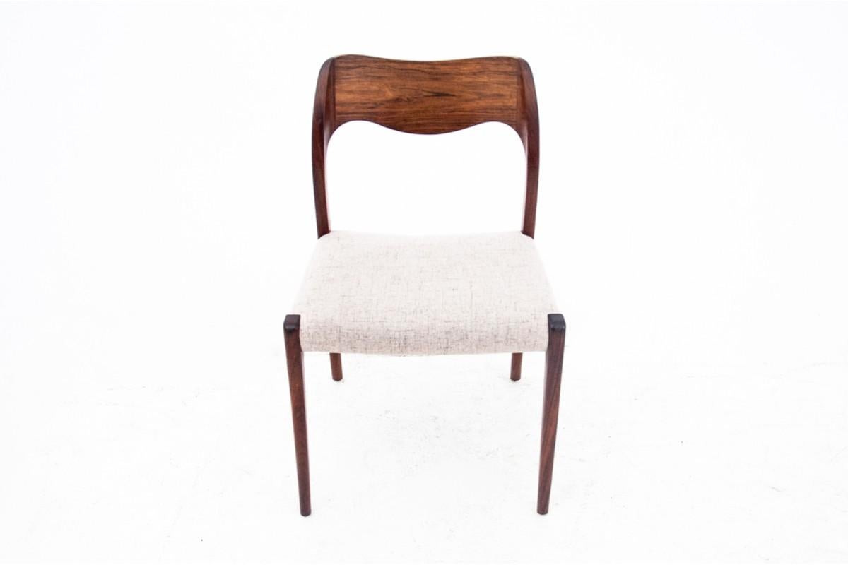 Mid-Century Modern Six Rosewood Chairs by N. O. Møller, Model 71, Denmark, 1960s, After Renovation