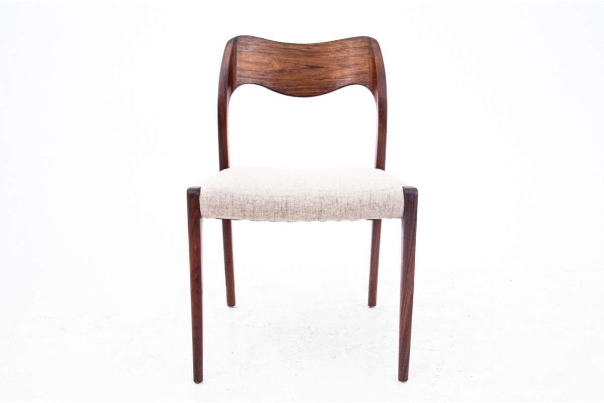 Danish Six Rosewood Chairs by N. O. Møller, Model 71, Denmark, 1960s, After Renovation