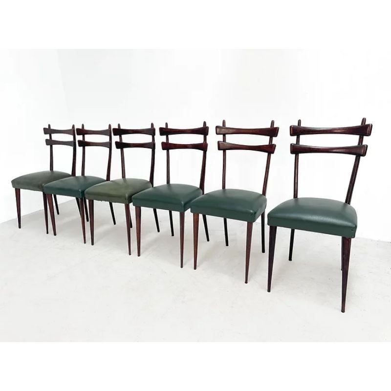 20th Century Six Rosewood Elegant Italian Chairs, 1970's