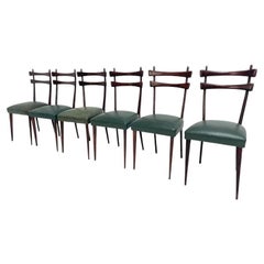 Six Rosewood Elegant Italian Chairs, 1970's