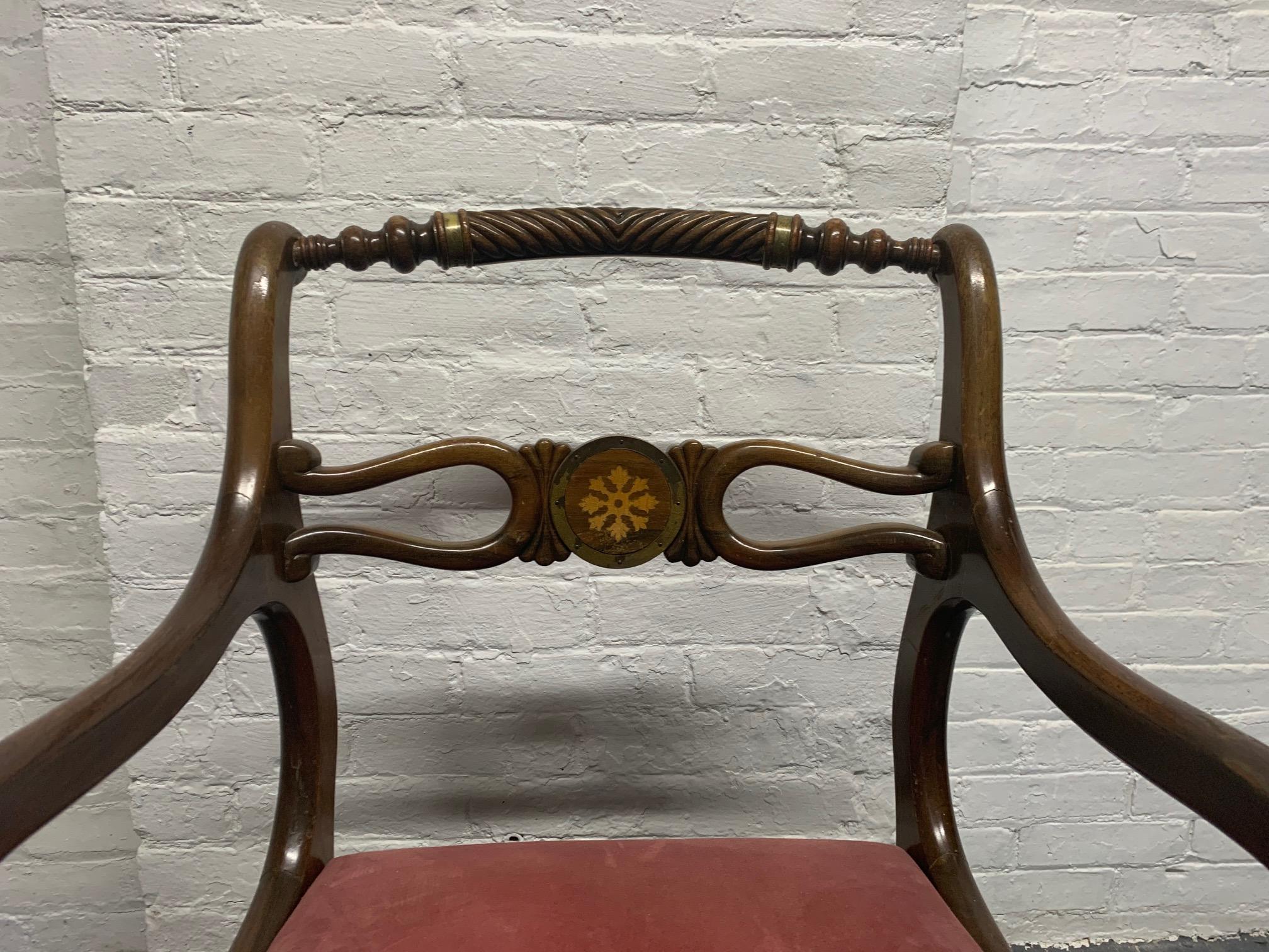19th Century Six Rosewood English Regency Style Dining Room Chairs