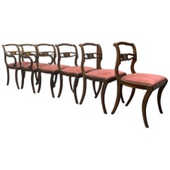 Six Rosewood English Regency Style Dining Room Chairs