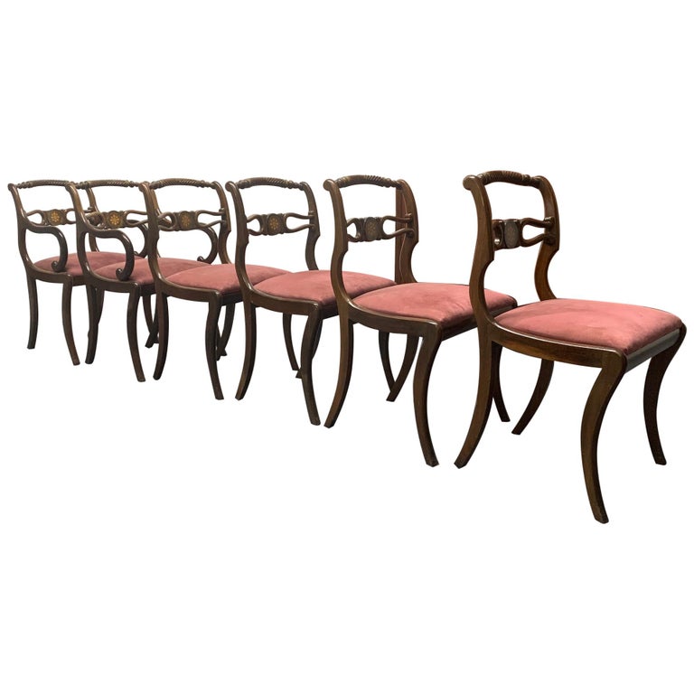 Six Rosewood English Regency Style Dining Room Chairs For Sale At 1stdibs