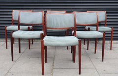 Six Rosewood Niels Moller Model 80 Chairs, with grey velour upholstery