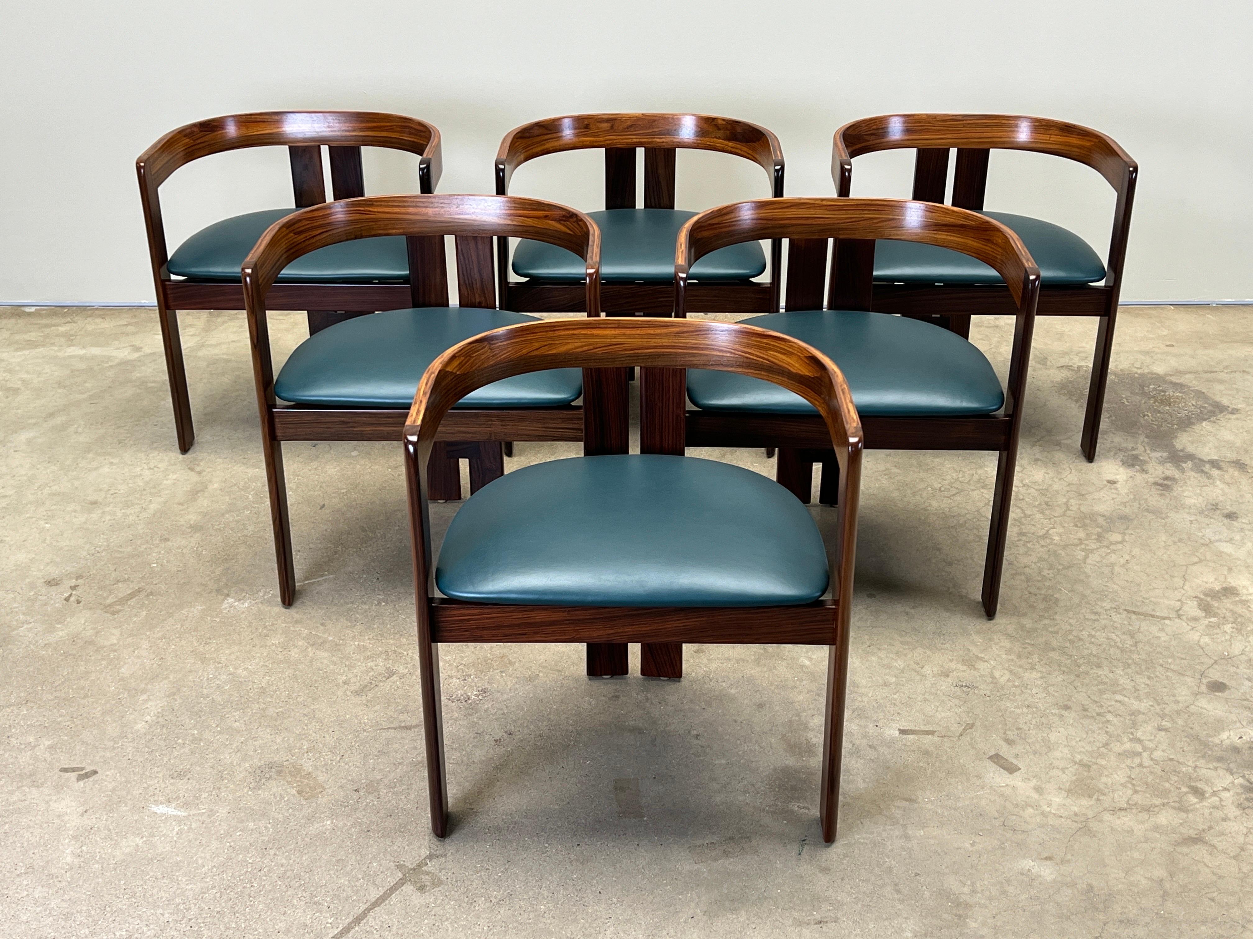 Six Rosewood “Pigreco” Dining Chairs by Tobia Scarpa for Gavina In Good Condition For Sale In Dallas, TX