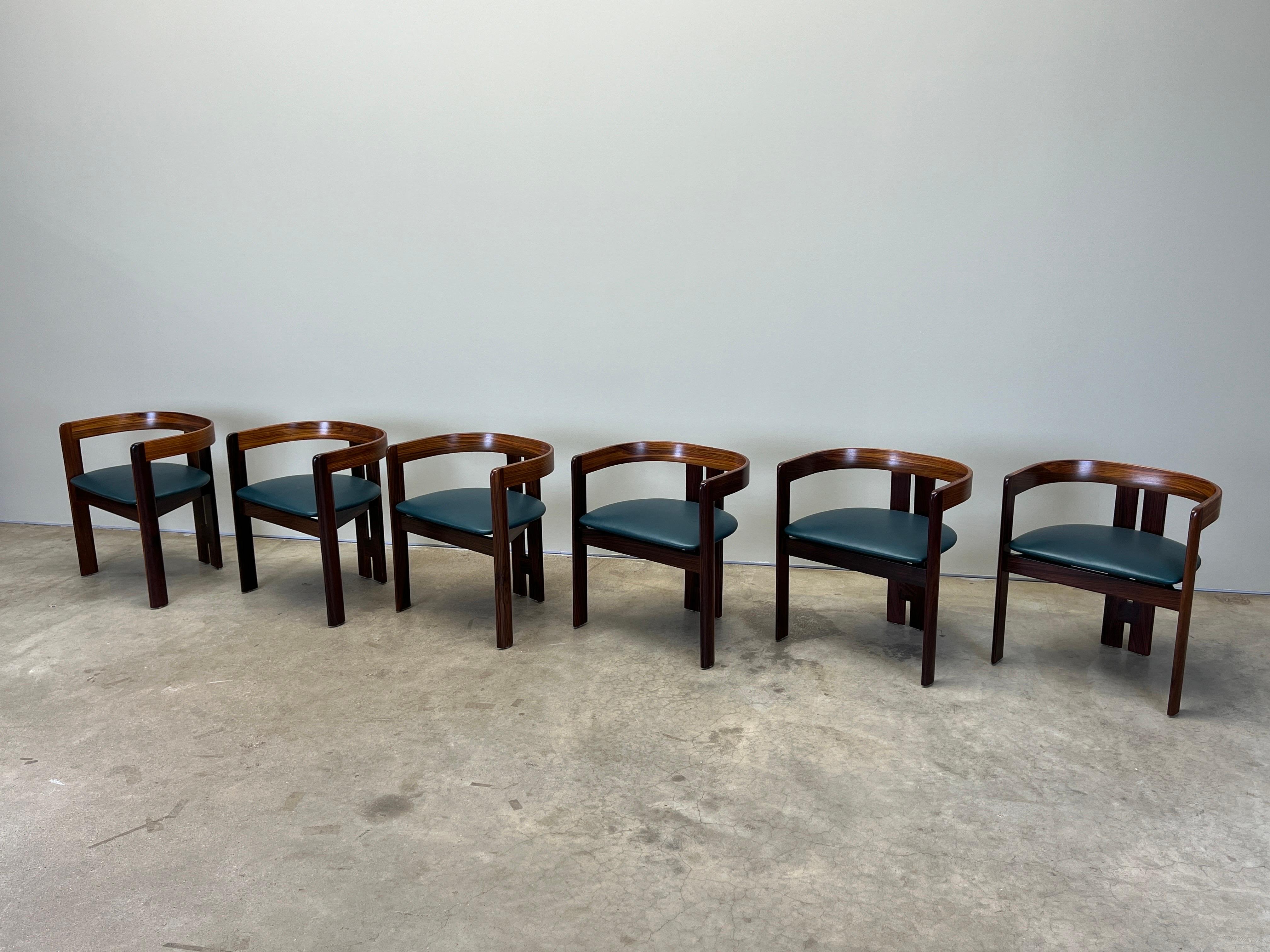 Mid-20th Century Six Rosewood “Pigreco” Dining Chairs by Tobia Scarpa for Gavina For Sale