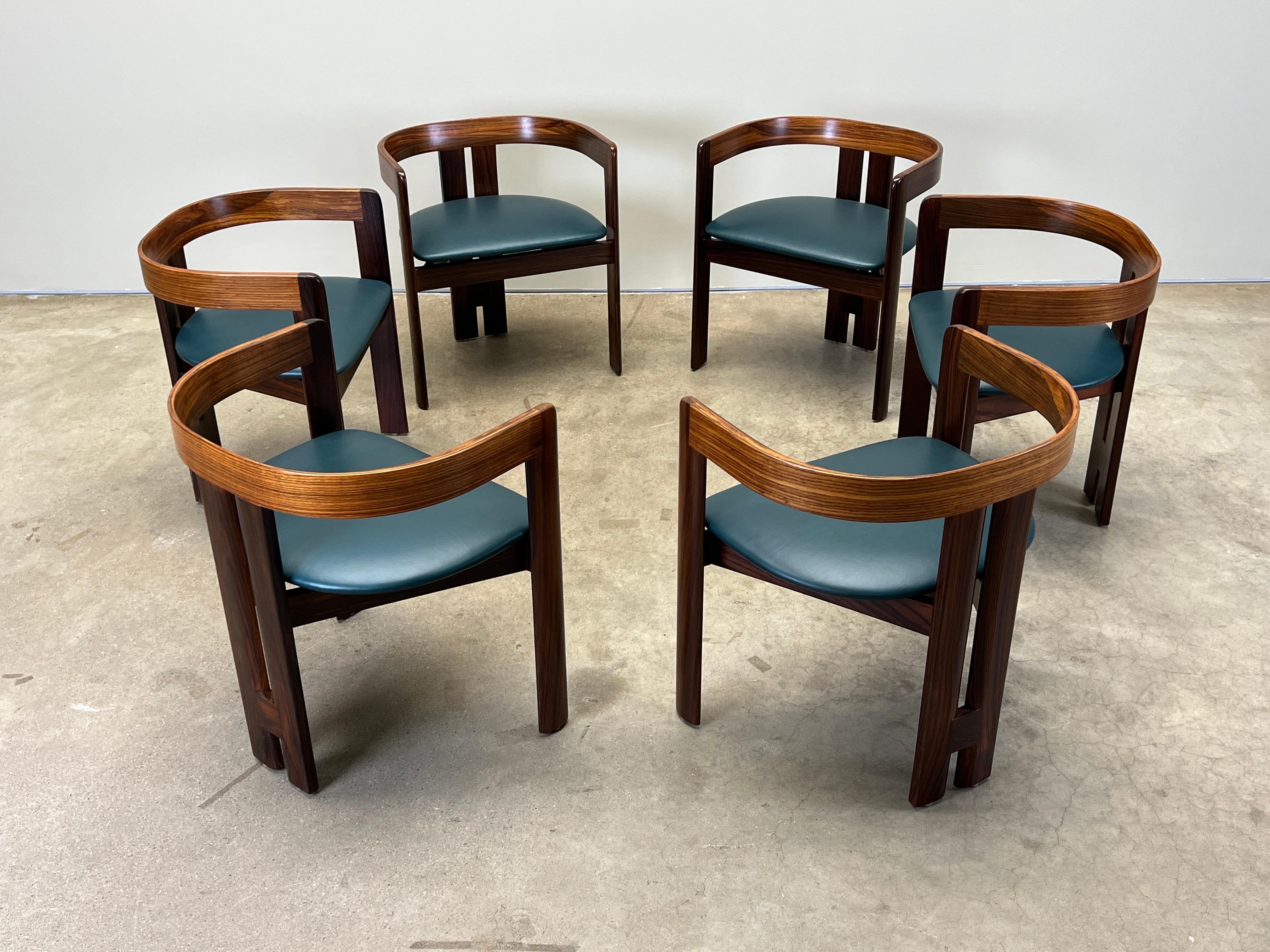Six Rosewood “Pigreco” Dining Chairs by Tobia Scarpa for Gavina For Sale 2