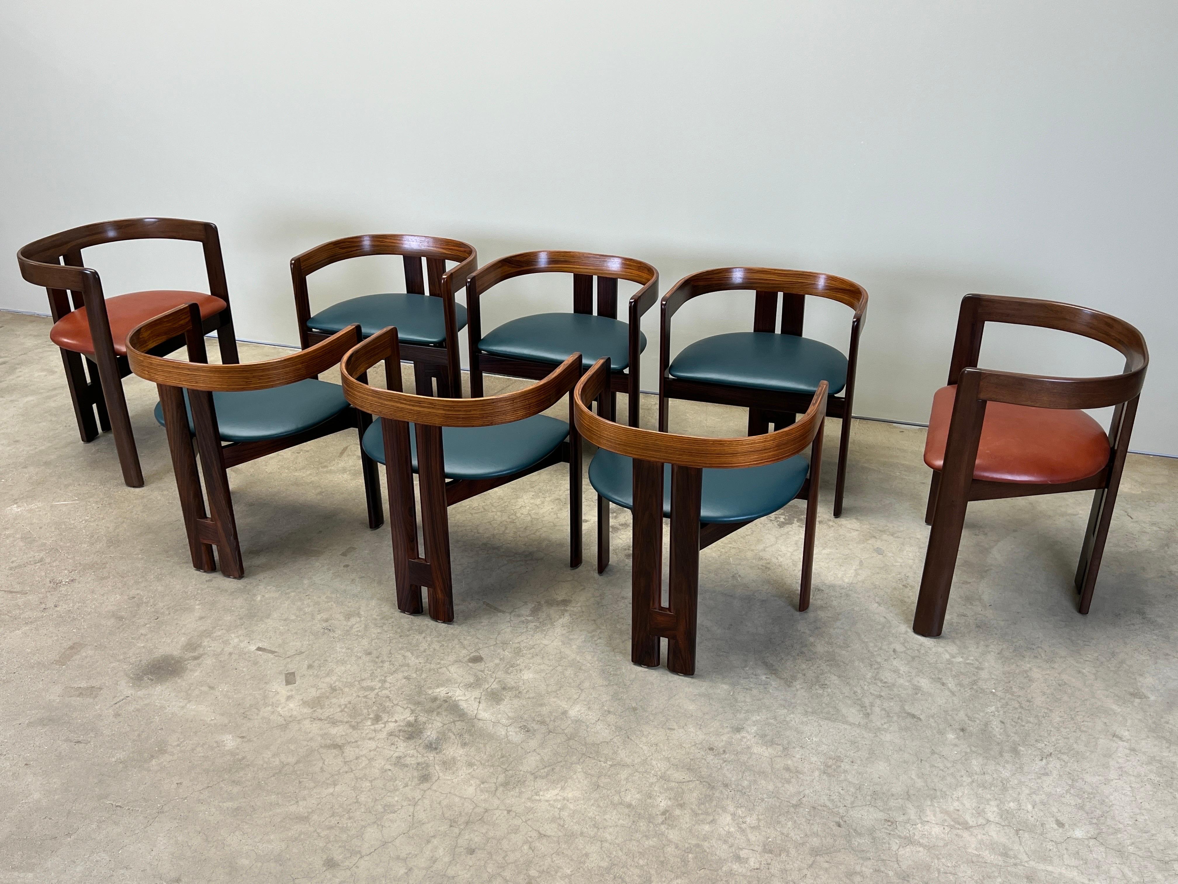 Six Rosewood “Pigreco” Dining Chairs by Tobia Scarpa for Gavina For Sale 4