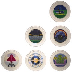 Six Round Framed Silk Screen by Edgardo Giménez, Argentina, 1973