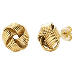 Six Row Love Knot 0.50 inch Stud Earrings 14 Karat Yellow Gold