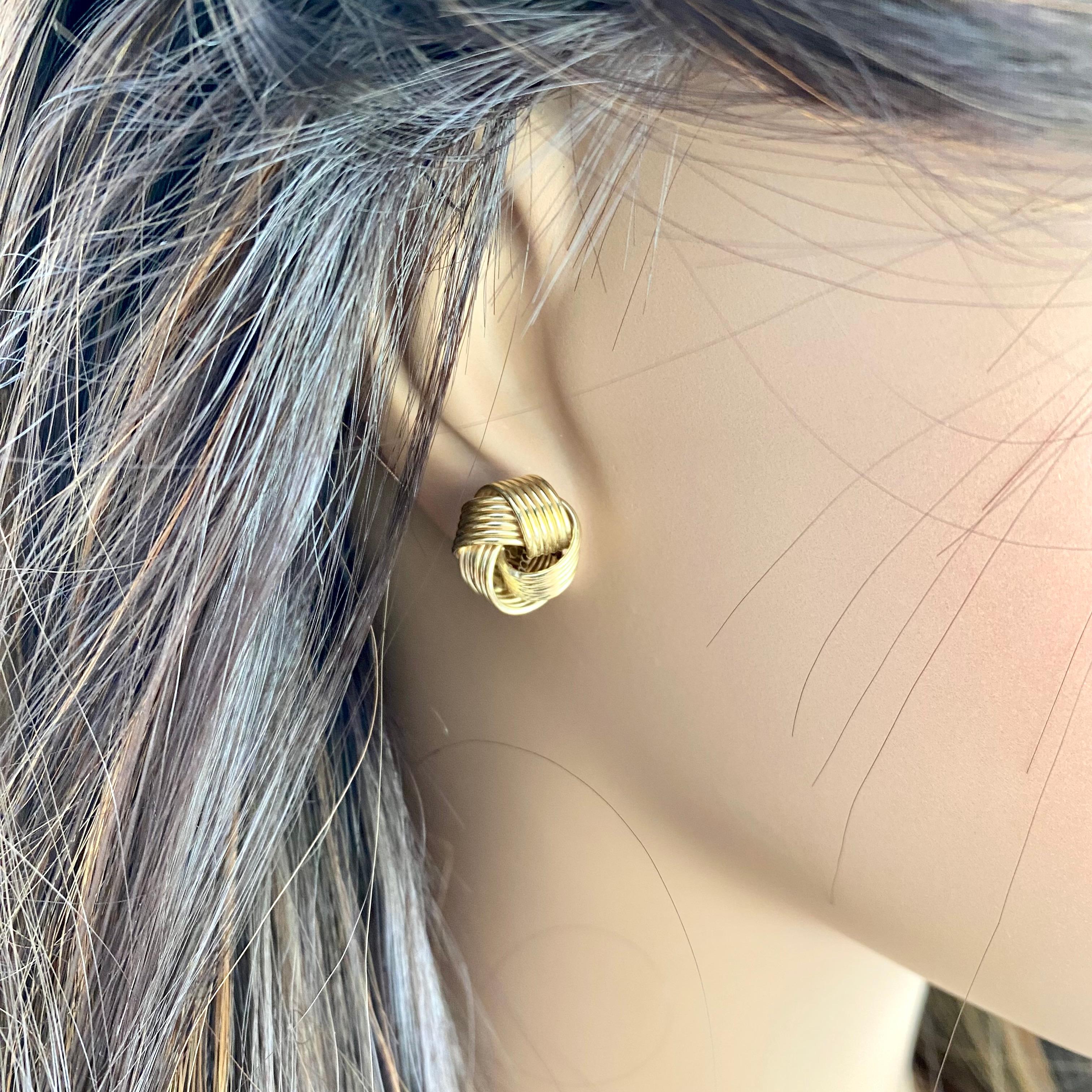 Six Row Love Knot 0.50 inch Stud Earrings 14 Karat Yellow Gold 2