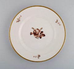 Six Royal Copenhagen Brown Rose Dinner Plates, 1960s
