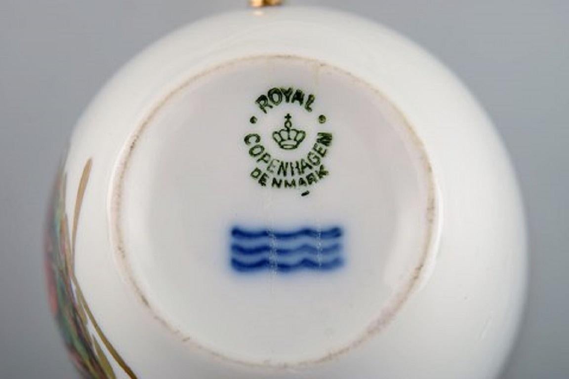 Mid-20th Century Six Royal Copenhagen Coffee Cups with Saucers in Porcelain with Romantic Scenes