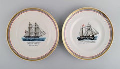 Six Royal Copenhagen Collectors Plates Decorated with Schooners, 1960s