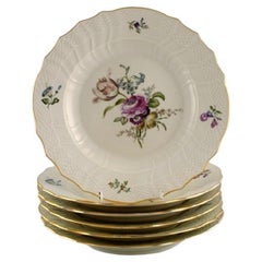 Six Royal Copenhagen Frijsenborg Dinner Plates in Hand-Painted Porcelain