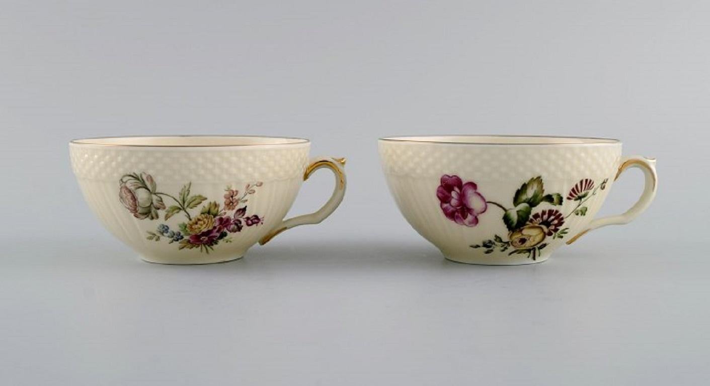 Danish Six Royal Copenhagen Frijsenborg Teacups with Saucers in Hand-Painted Porcelain For Sale