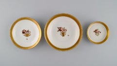 Six Royal Copenhagen Golden Basket Porcelain Bowls with Flowers