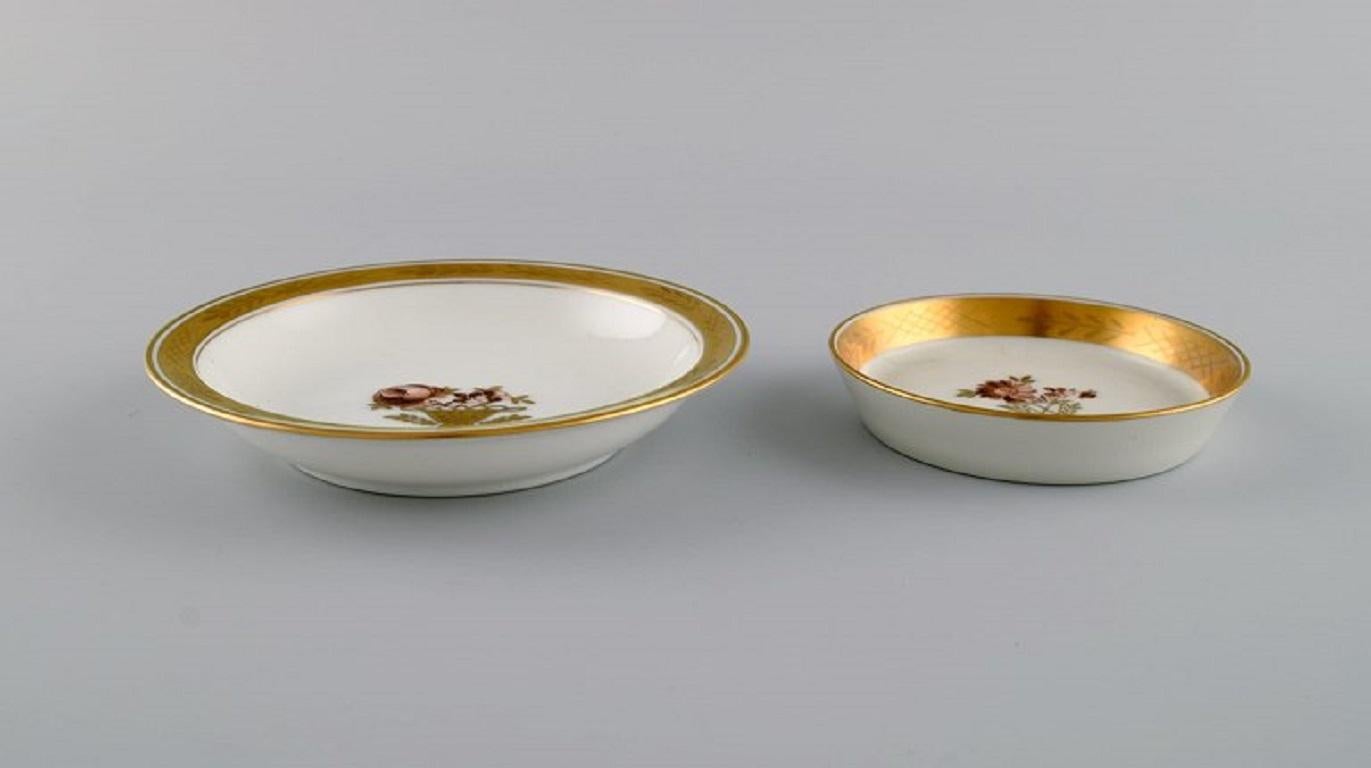Danish Six Royal Copenhagen Golden Basket Porcelain Bowls with Flowers For Sale