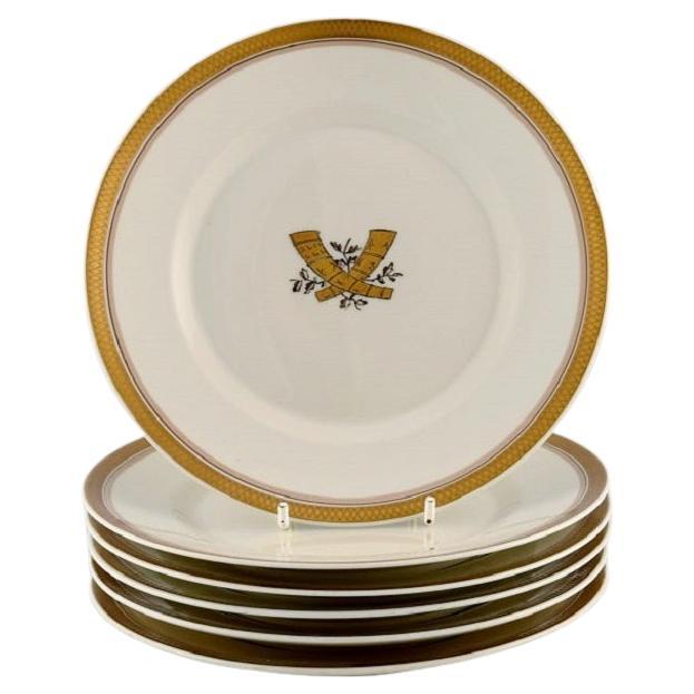 Six Royal Copenhagen Golden Horns Porcelain Plates, 1960s