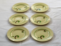 SIX Royal Doulton Pottery Side Plates in Lynn Art Deco Pattern, circa 1930