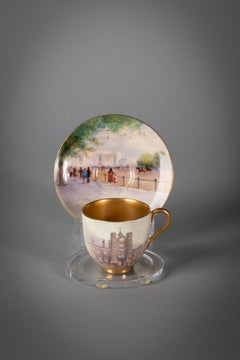 Six Royal Worcester Coffee Cups and Saucers, Harry Davis, circa 1920