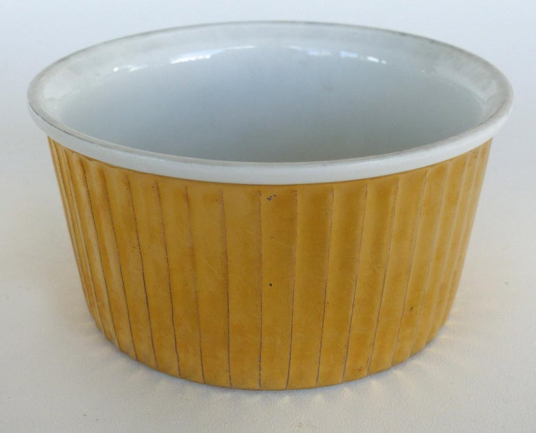 Six Royal Worcester Oven Proof Fluted Gold Luster Custard Ramkins