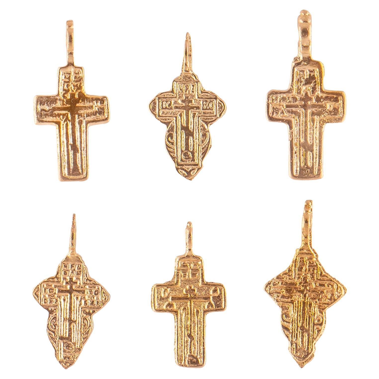 Six Russian Imperial-Era Old Believers’ Pendant Crosses, 19th Century