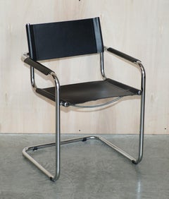 Six S33 Mart Stam 1-06G Marcel Breuer Style Black Leather Armchairs